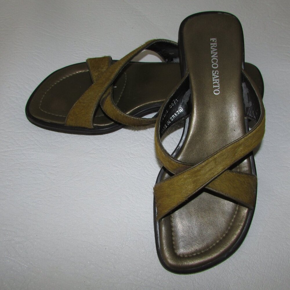 FRANCO SARTO Ponyhair Sandals Slides - Sz 7